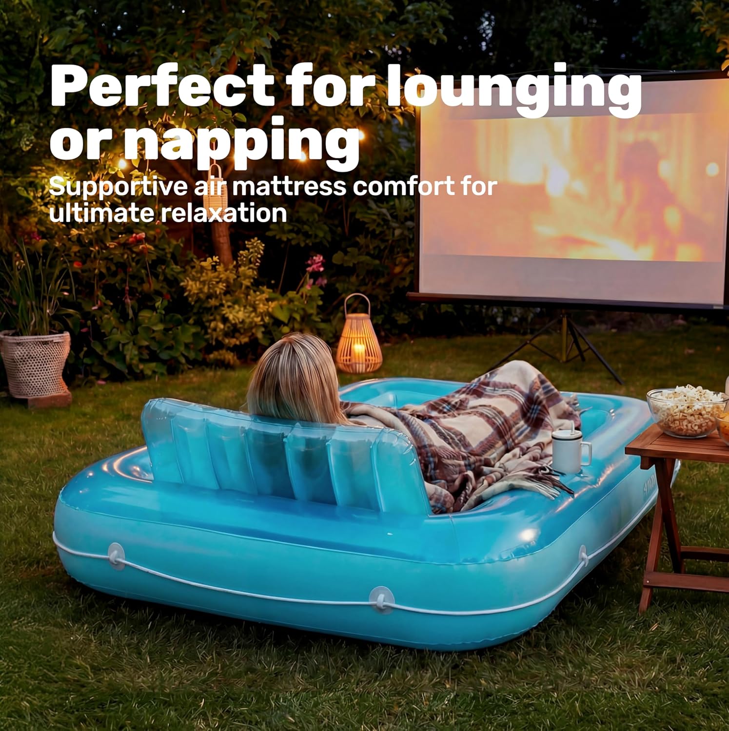 Thumbnail 6 de SLOOSH Inflatable Tanning Pool Lounger Float (70" x 46") with Removable Pillow, L-Blue