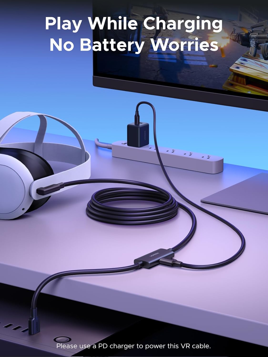 Detalle 2 de UGREEN VR Link Cable 5Gbps, 18W USB-A to USB-C