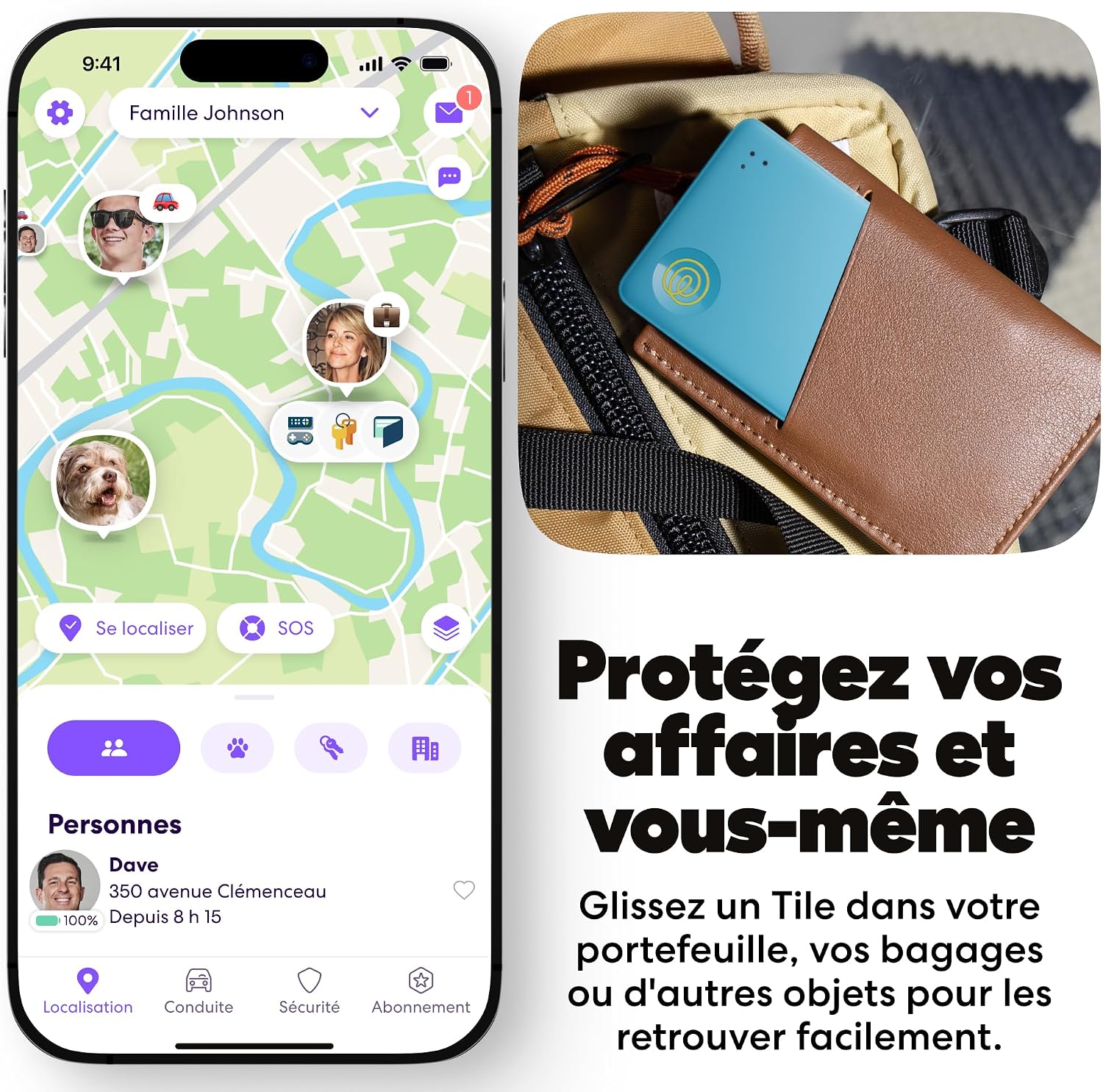 Detalle de Life360 Tile Slim Aqua Lemon : Détecteur ultrafin pour portefeuille, bagages et objets personnels