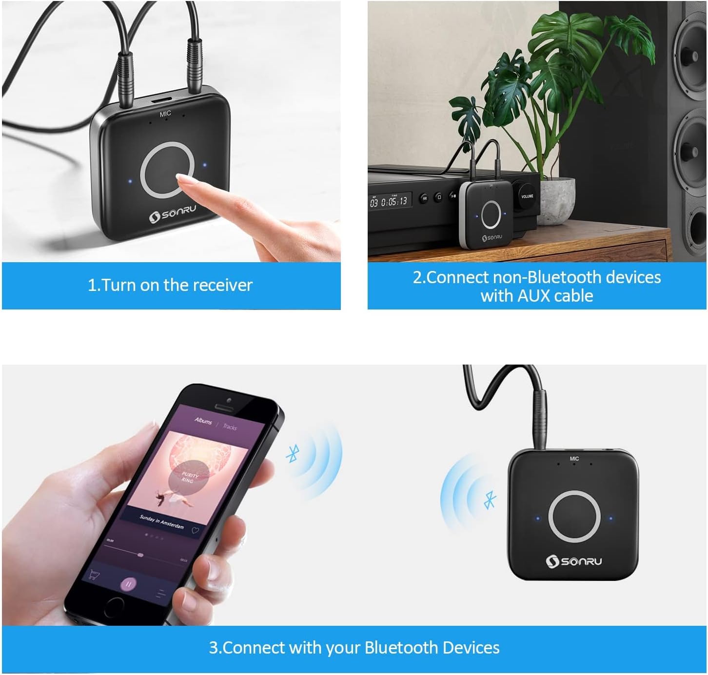 Detalle 2 de SONRU Bluetooth 5.3 Adapter for Hi‑Fi audio