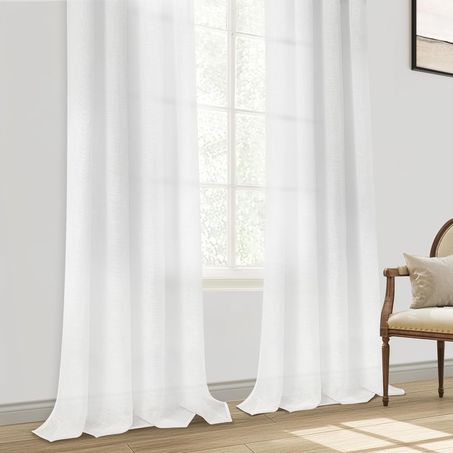 Thumbnail 4 de MRTREES Cortinas Blancas Translucidas Efecto Lino 2 Piezas 🏡