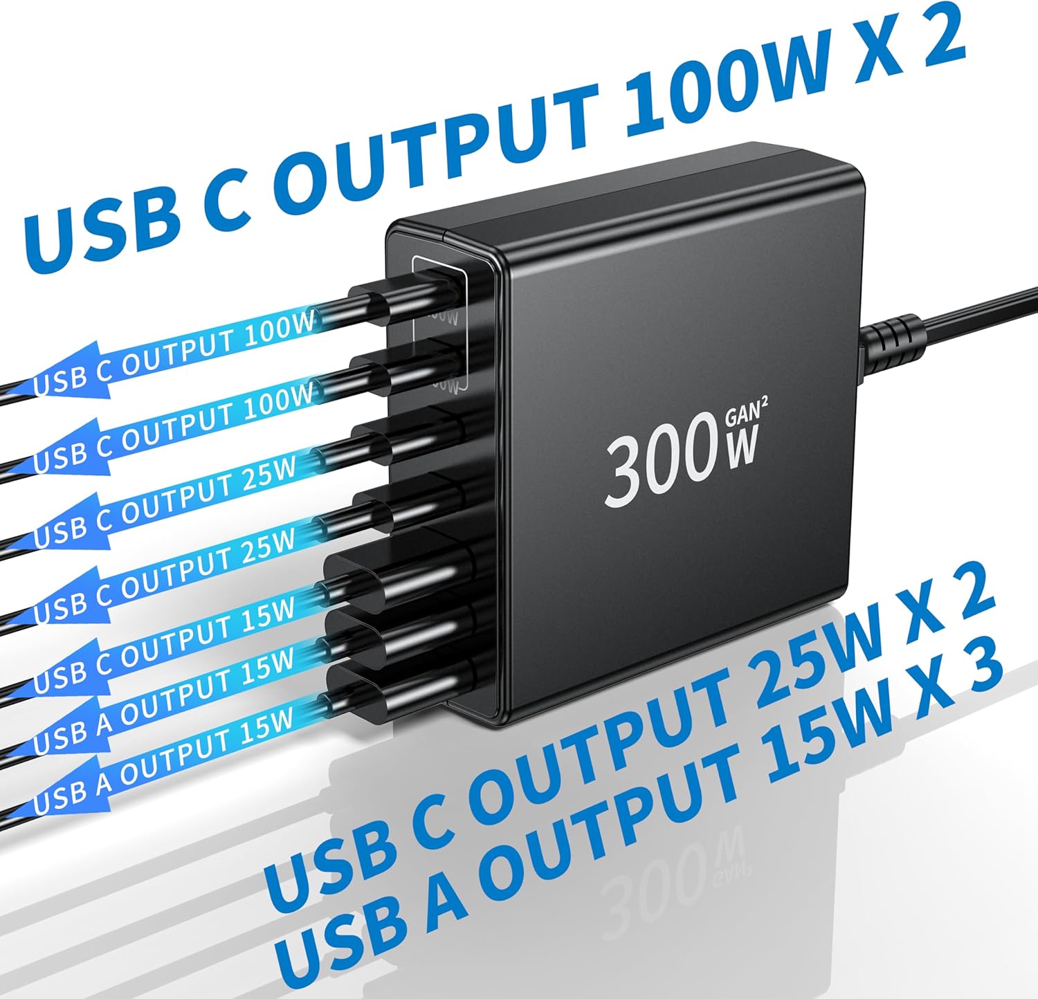 Detalle 2 de FINIBO 300W USB‑C Ladegerät mit 7 Ports