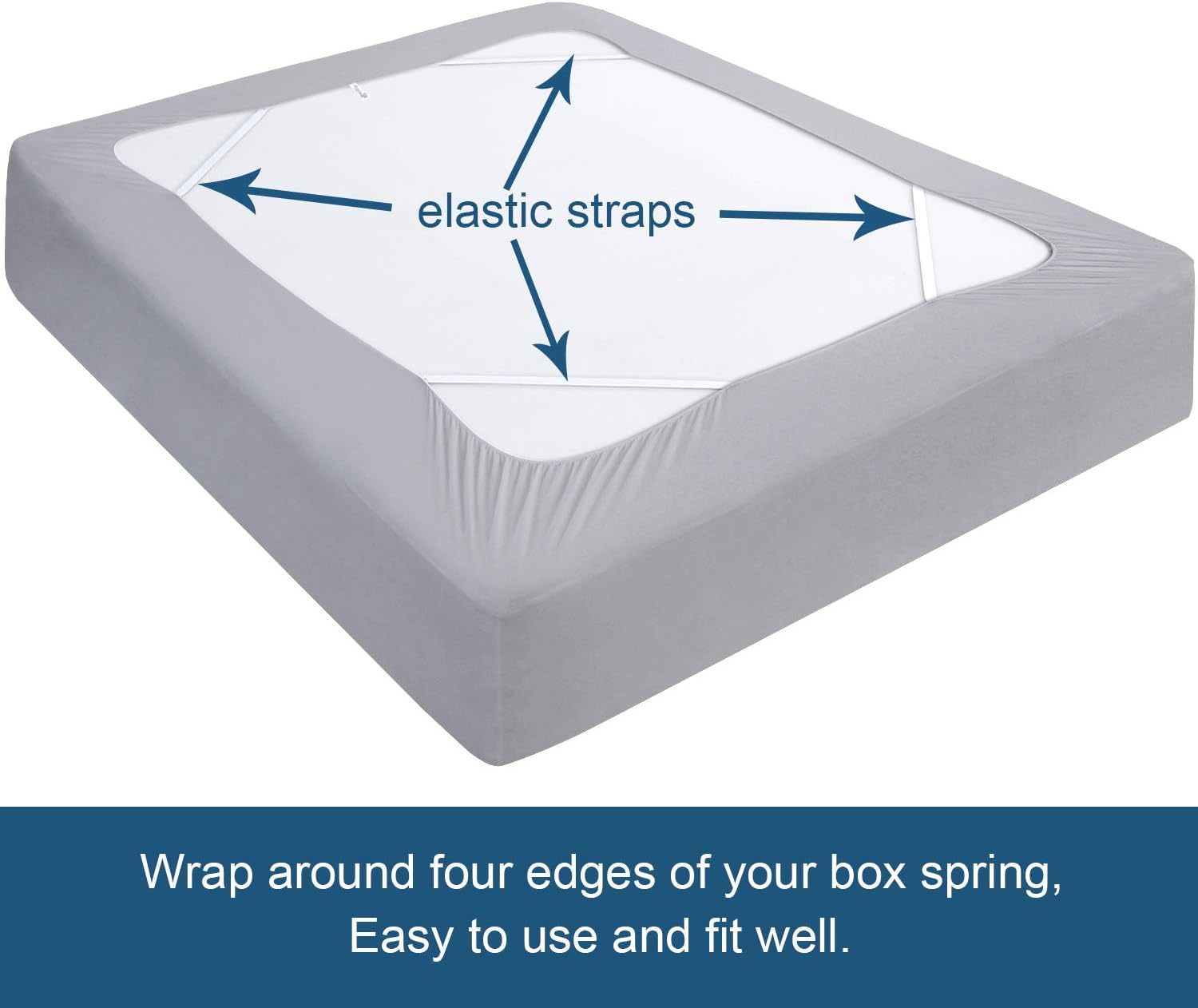 Thumbnail 4 de Moonsea King Size Box Spring Cover, Dark Grey Microfiber, 4-Side Wrap