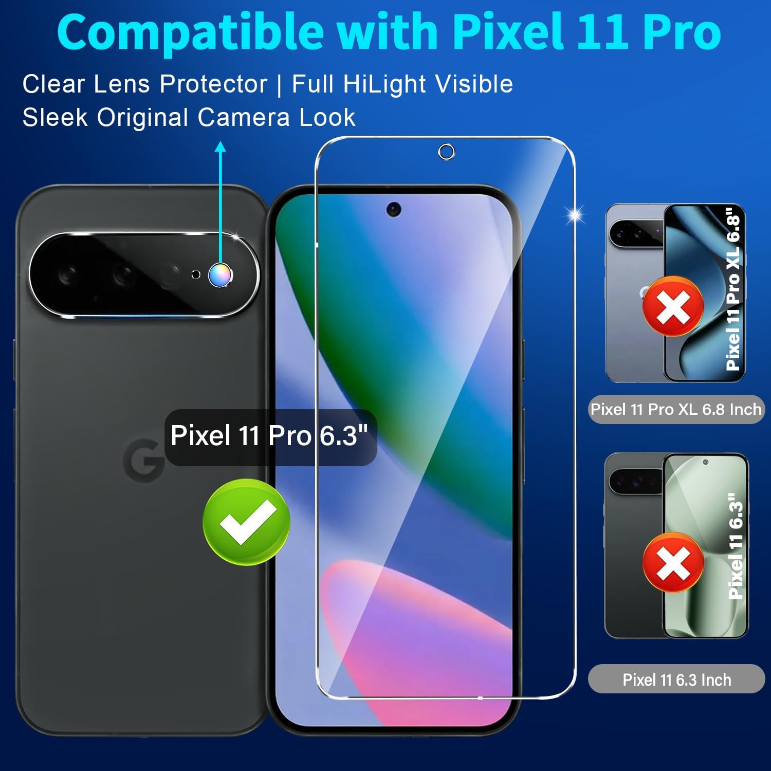 Detalle 2 de Letosan tempered glass screen protector kit for Google Pixel 11 Pro