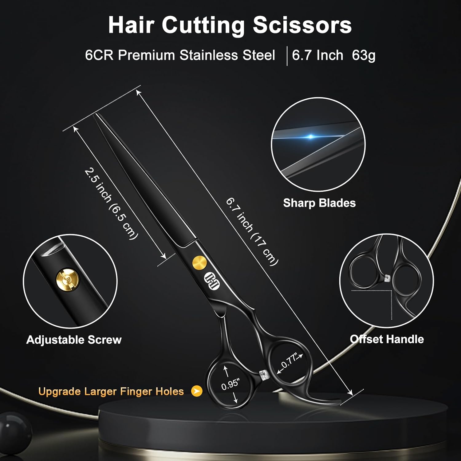 Detalle 2 de CIICII Kit Ciseaux Coiffure 6,7 Pouces