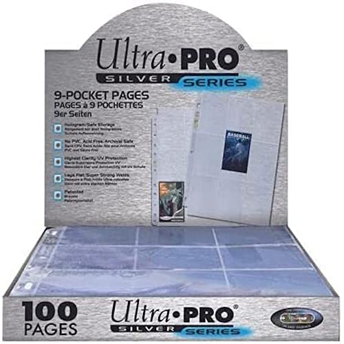 Detalle de Asmodee - ULTRA PRO Silver Series Feuilles de Classeur Pour Cartes à Collectionner (100 pages, 9 poches par page, 1800 cartes) - Compatible Pokémon, Magic, Yu-Gi-Oh