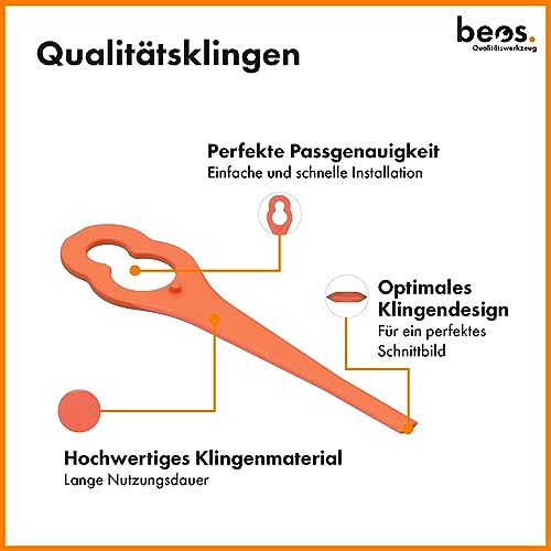 Detalle de BEOS 100x Trimmermesser – universell kompatibel für Einhell, Bosch, CMI, Lux Freischneider