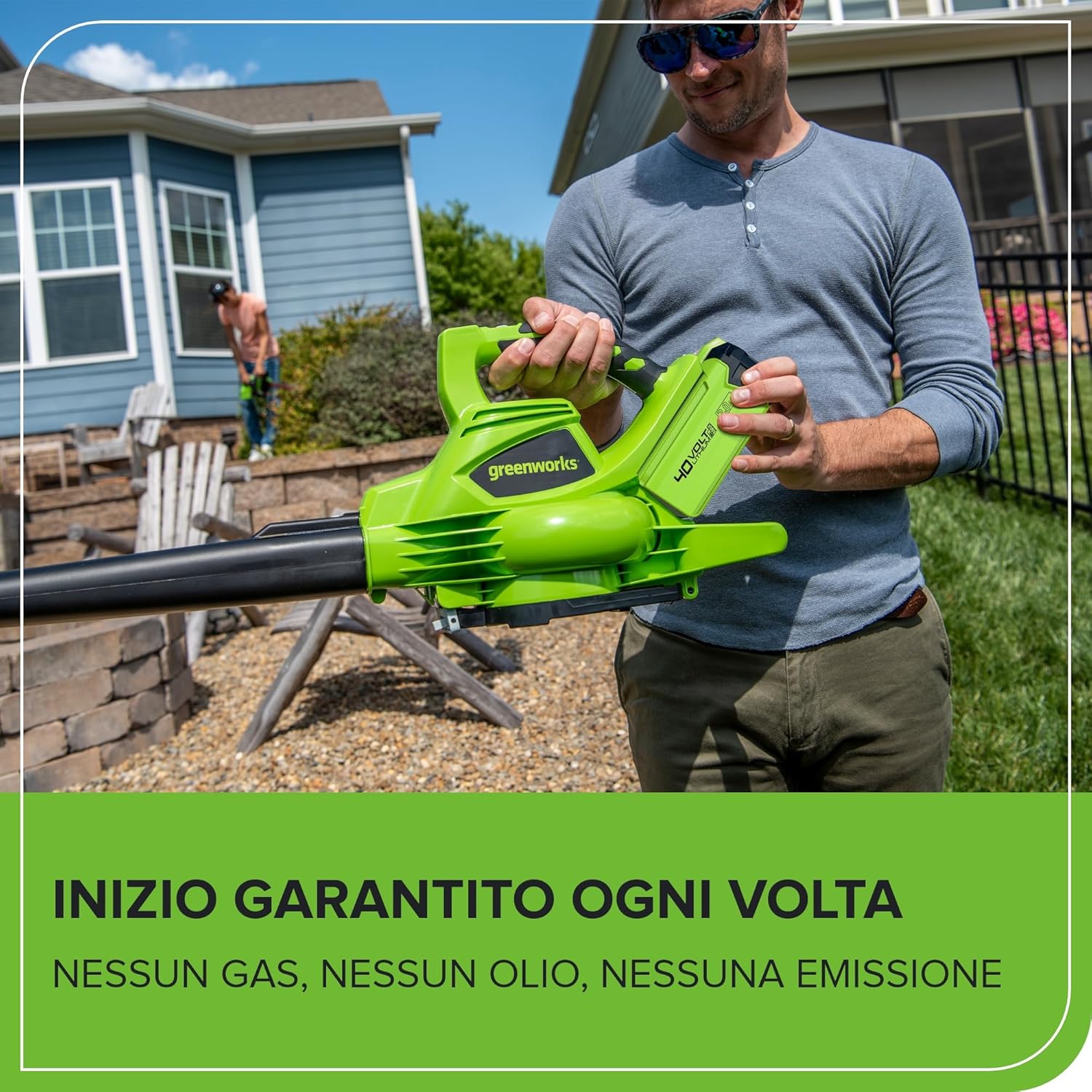 Detalle de Greenworks 40V aspiratore soffiatore foglie con motore brushless e ventola trituratrice (GD40BV) – senza batteria
