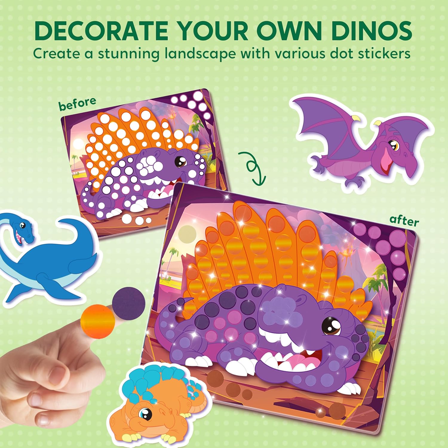Thumbnail 2 de Klever Kits Dinosaur Dot Art Kit for Kids
