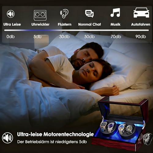 Detalle de ANWBROAD Automatik Uhrenbeweger mit LED Uhrendreher – Stilvolle Aufbewahrung und sanftes Drehen