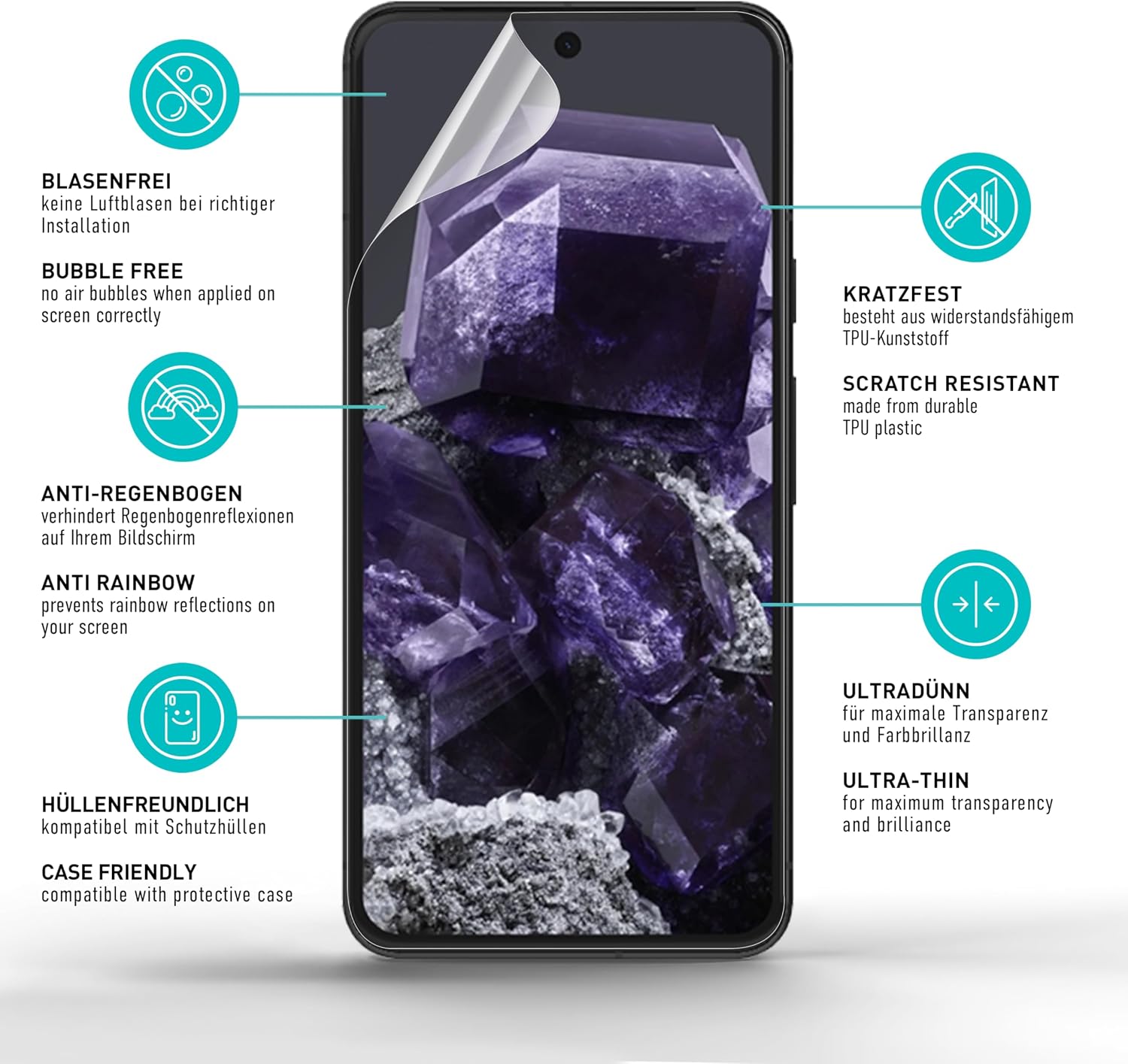 Thumbnail 4 de SmarTect TPU Screen Protector for Google Pixel 8, with camera protectors