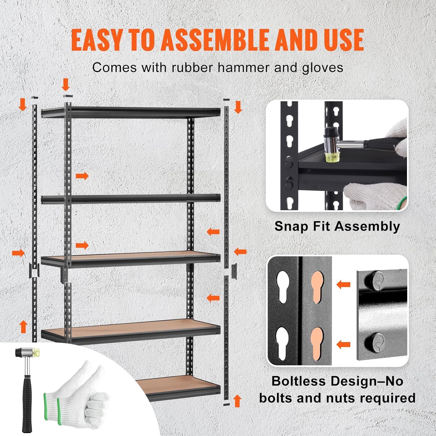 Thumbnail 2 de VEVOR SCV0 5-Tier Adjustable Storage Shelving Unit, 2,000-lb Capacity