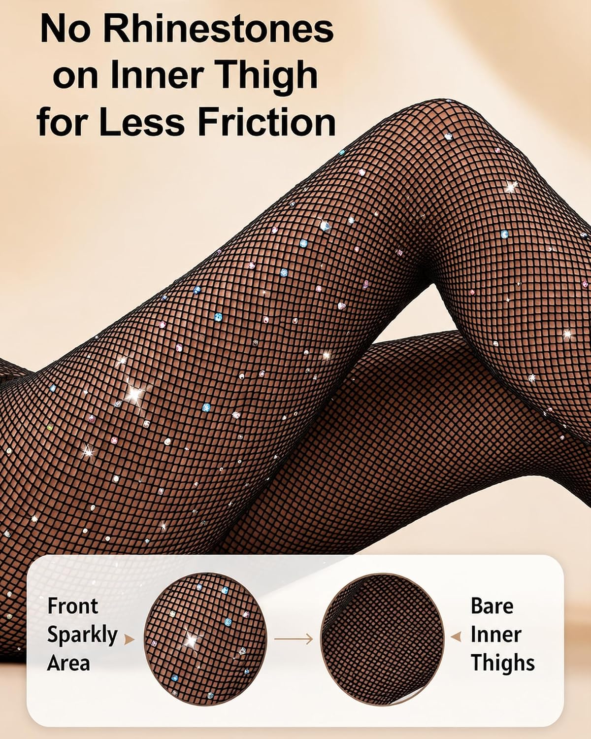 Detalle de Aiszei Fishnet Tights with Rhinestones