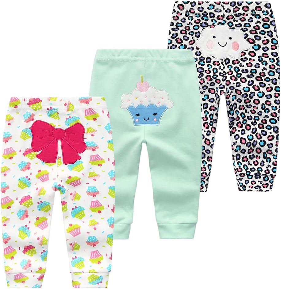 Detalle de Chamie Baby Unisex Leggings Trousers 3-Pack — Cartoon Cotton Pants for Newborns 0-12 Months