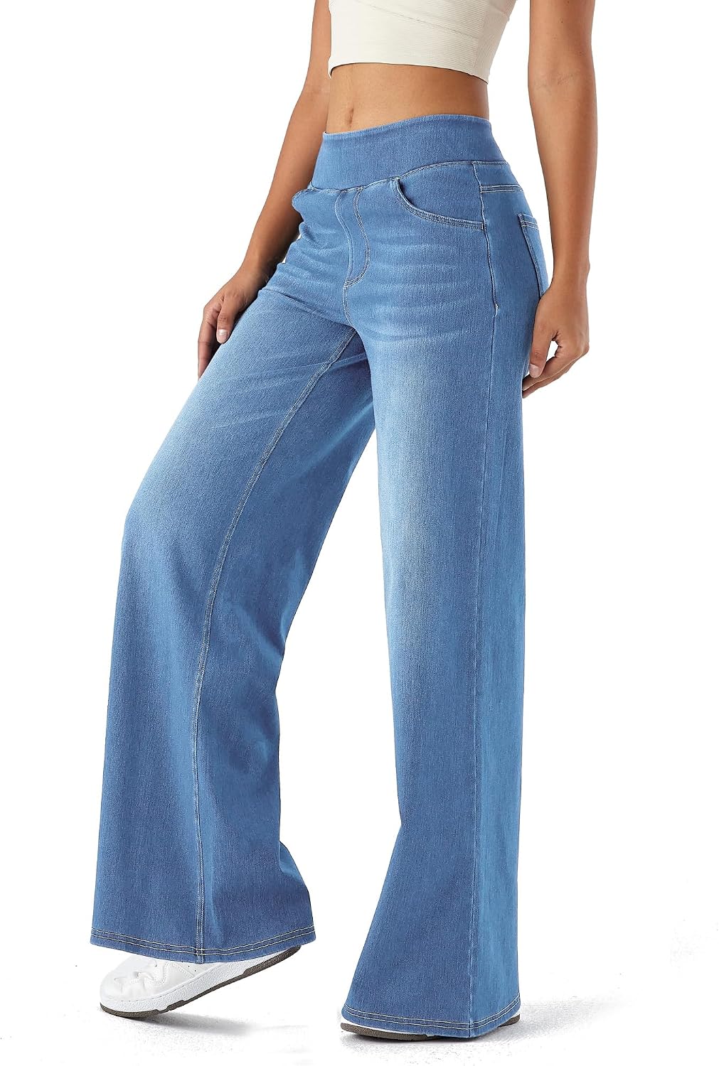 Thumbnail 1 de LaiEr women’s large denim wide-leg jeans with high waist and multiple pockets