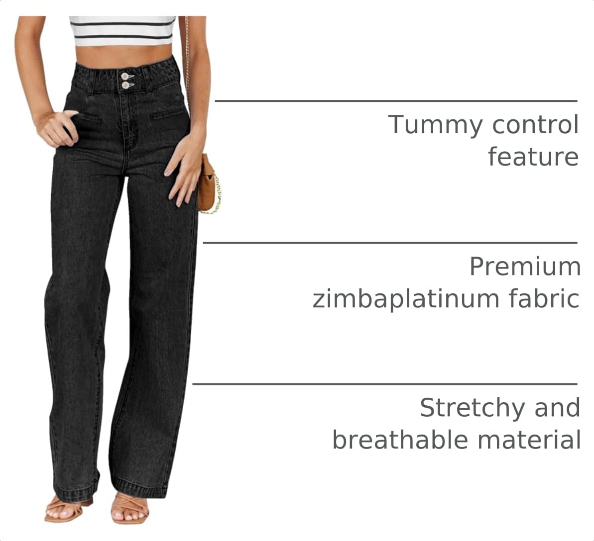 Detalle 2 de Sidefeel Zimbaplatinum High-Waist Straight Jeans