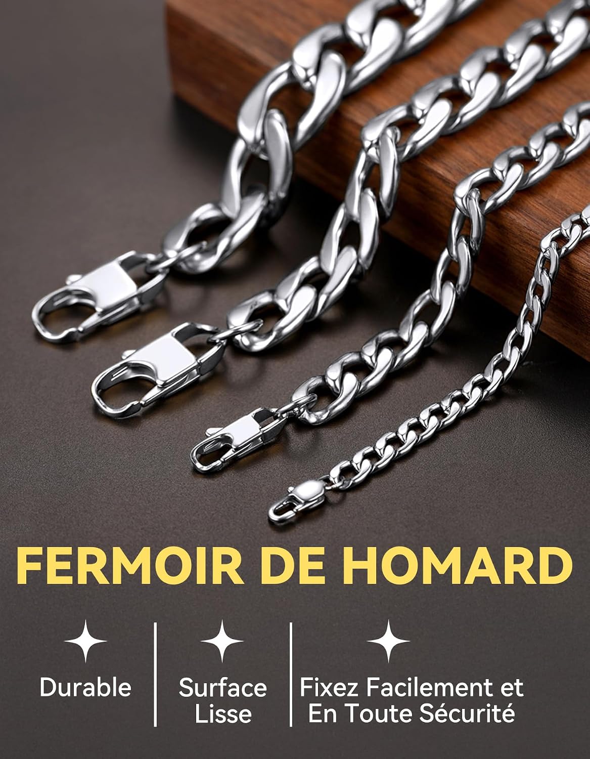Thumbnail 2 de ChainsHouse Chaîne Cubaine en Acier Inoxydable 316L – Largeur 5/9/12/15 mm, Longueur 36–76 cm