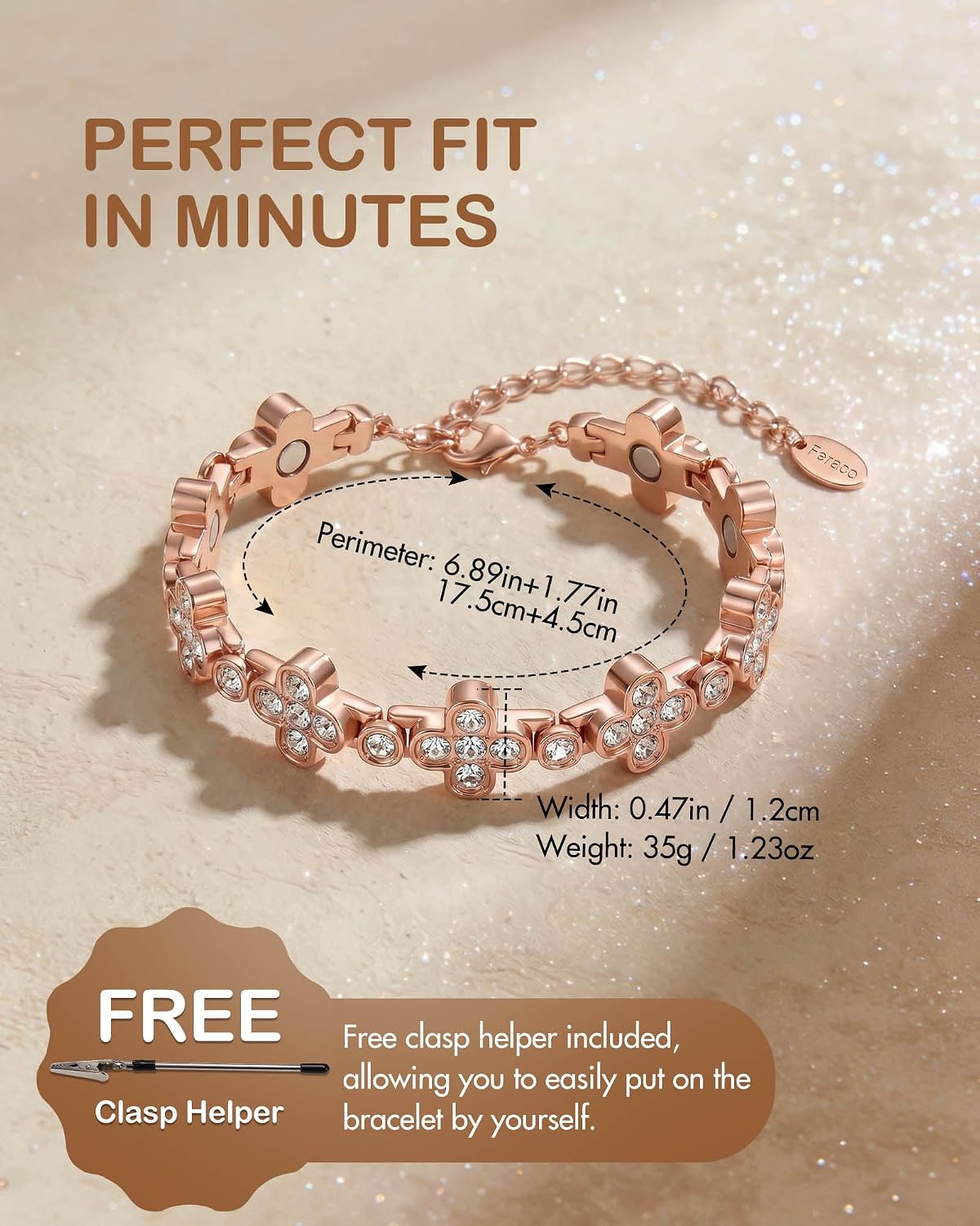 Thumbnail 6 de Feraco Magnetic Copper Bracelet, 99.99% Copper