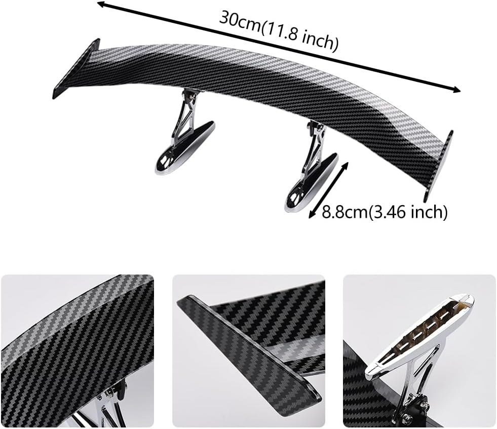 Detalle de JSCARLIFE Universal Car Mini Spoiler Wing — Carbon Fibre ABS, 30cm rear wing