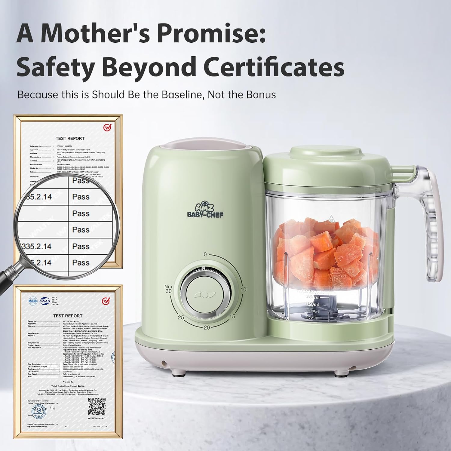 Detalle de AMZBABYCHEF BFM002 Baby Food Maker, Steamer and Blender, 400 mL Tritan Cup