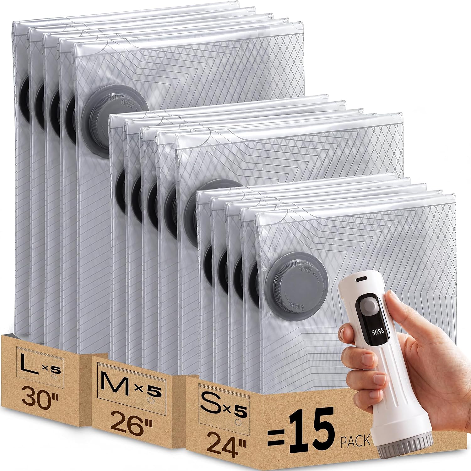 Detalle de Travel Vacuum Bags, 15-Pack