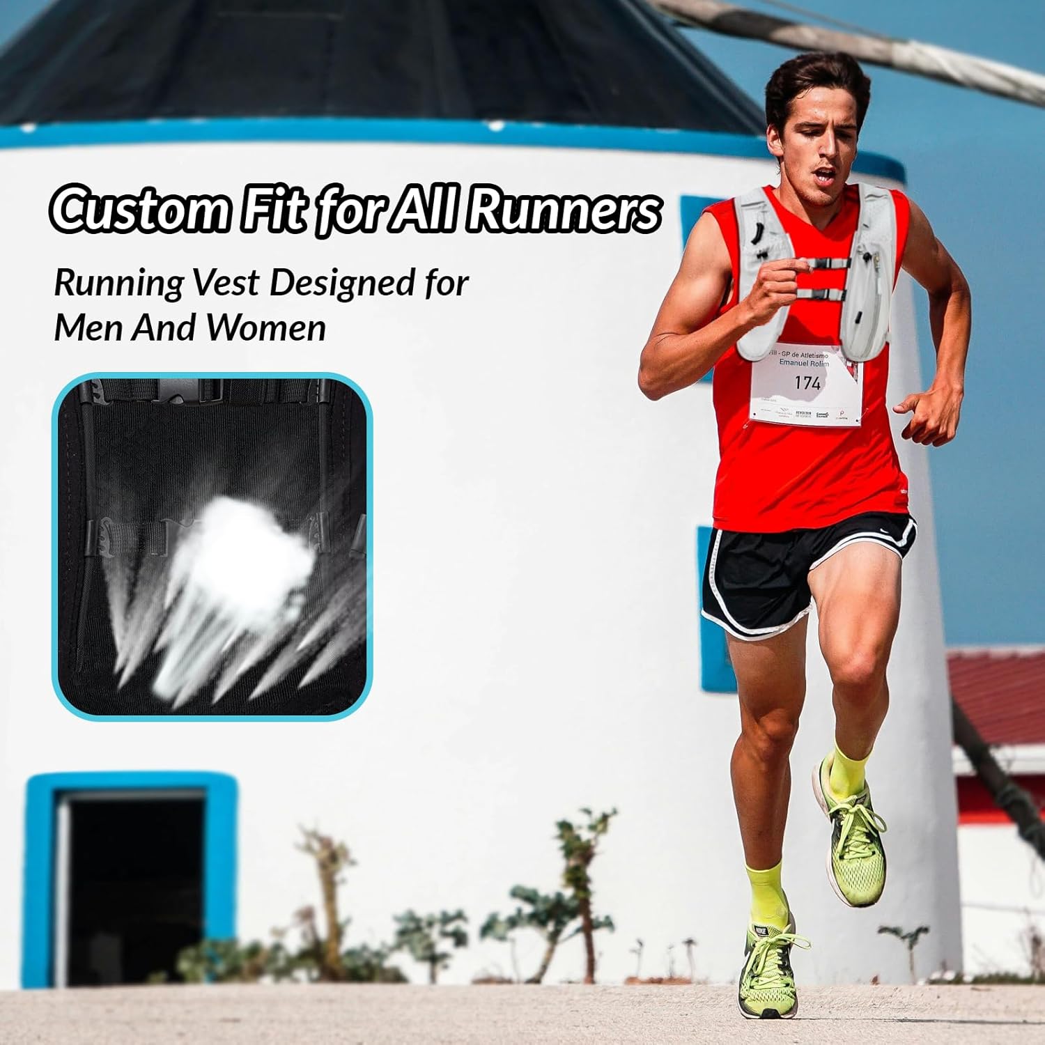 Thumbnail 5 de Running Vest Women Men Night Reflective Hydration Vest with 1500ml Soft Water Bottle