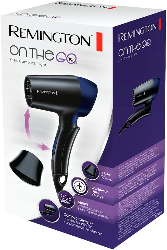 Thumbnail 5 de Remington D2400 On The Go Reisehaartrockner (extrem klein & klappbar) mit 1400 W und universalem 120/220–240 V