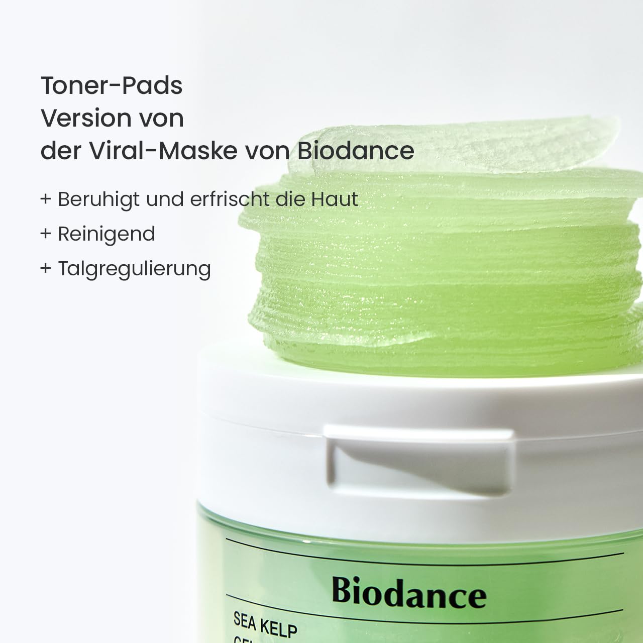 Detalle de BIODANCE Meeresalgen Gel-Toner-Pads – beruhigende Pflege für empfindliche Haut, Öl- und Talgkontrolle