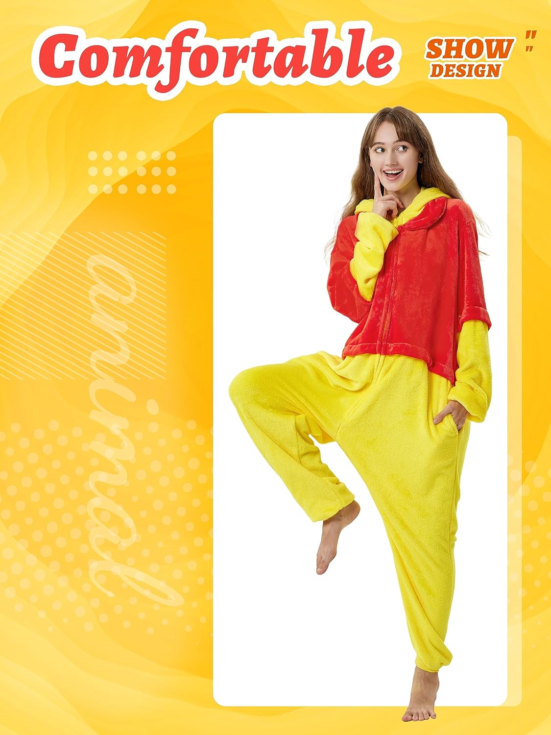 Detalle de QSTYLE Adult Animal Onesie Halloween Costume, Hooded One-Piece Cosplay Suit