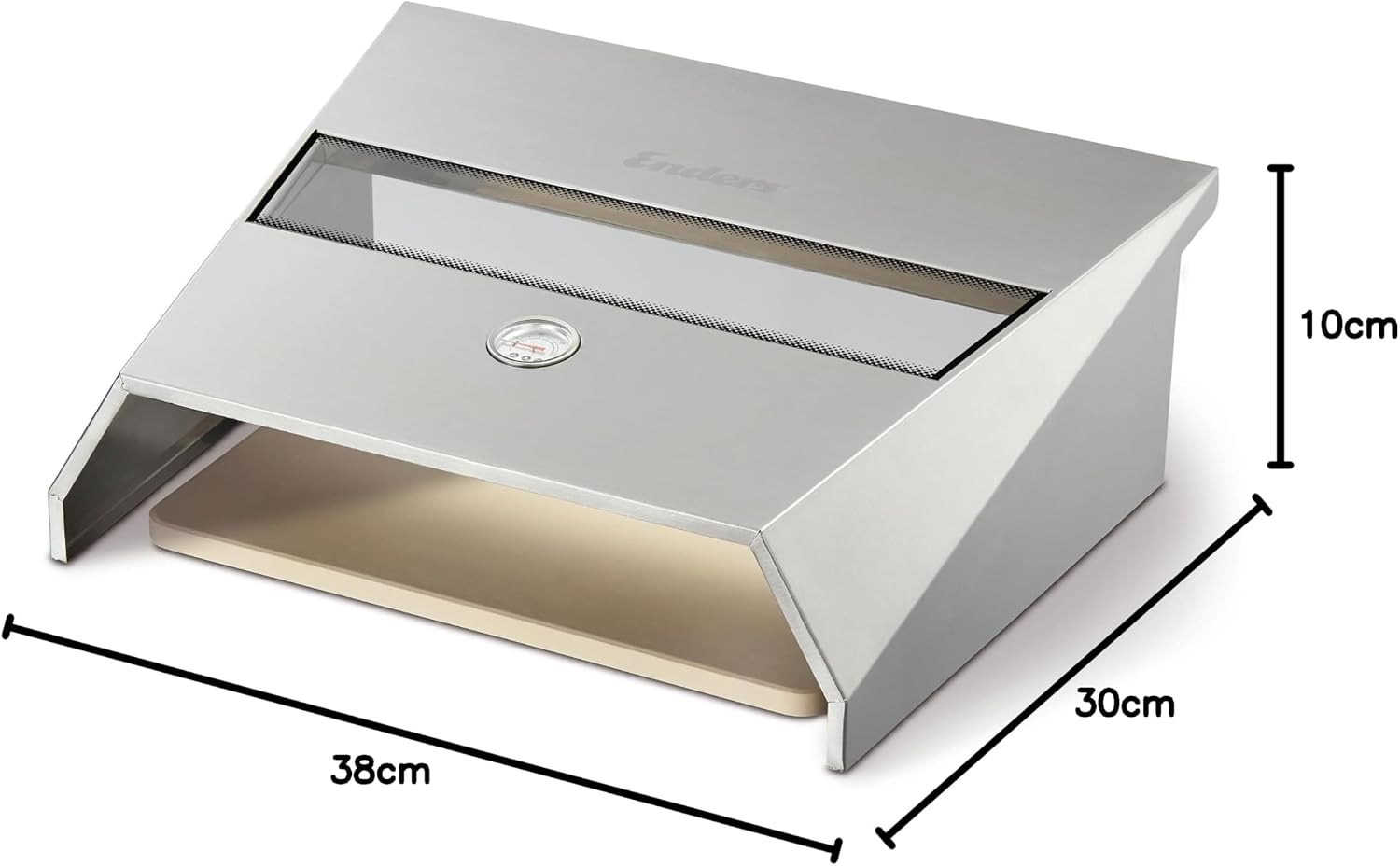 Detalle de Enders Pizzacover Turbo 7881 voor gasbarbecue, met pizzasteen en kijkvenster