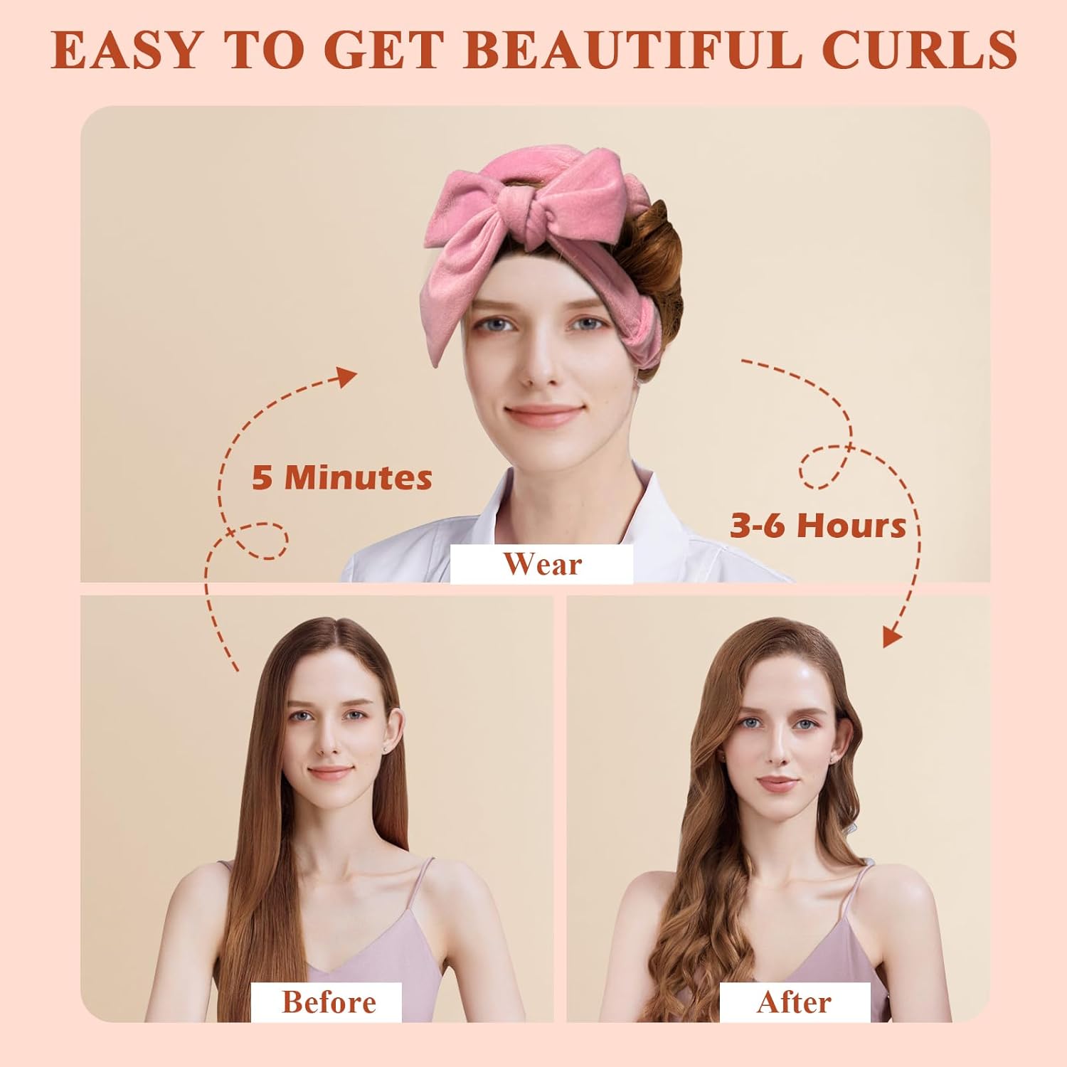 Thumbnail 3 de weiwei Lockenwickler Über Nacht (70 Zoll) aus Samt – Heatless Overnight Curls Set für lange Haare, 9-teilig (Rosa)