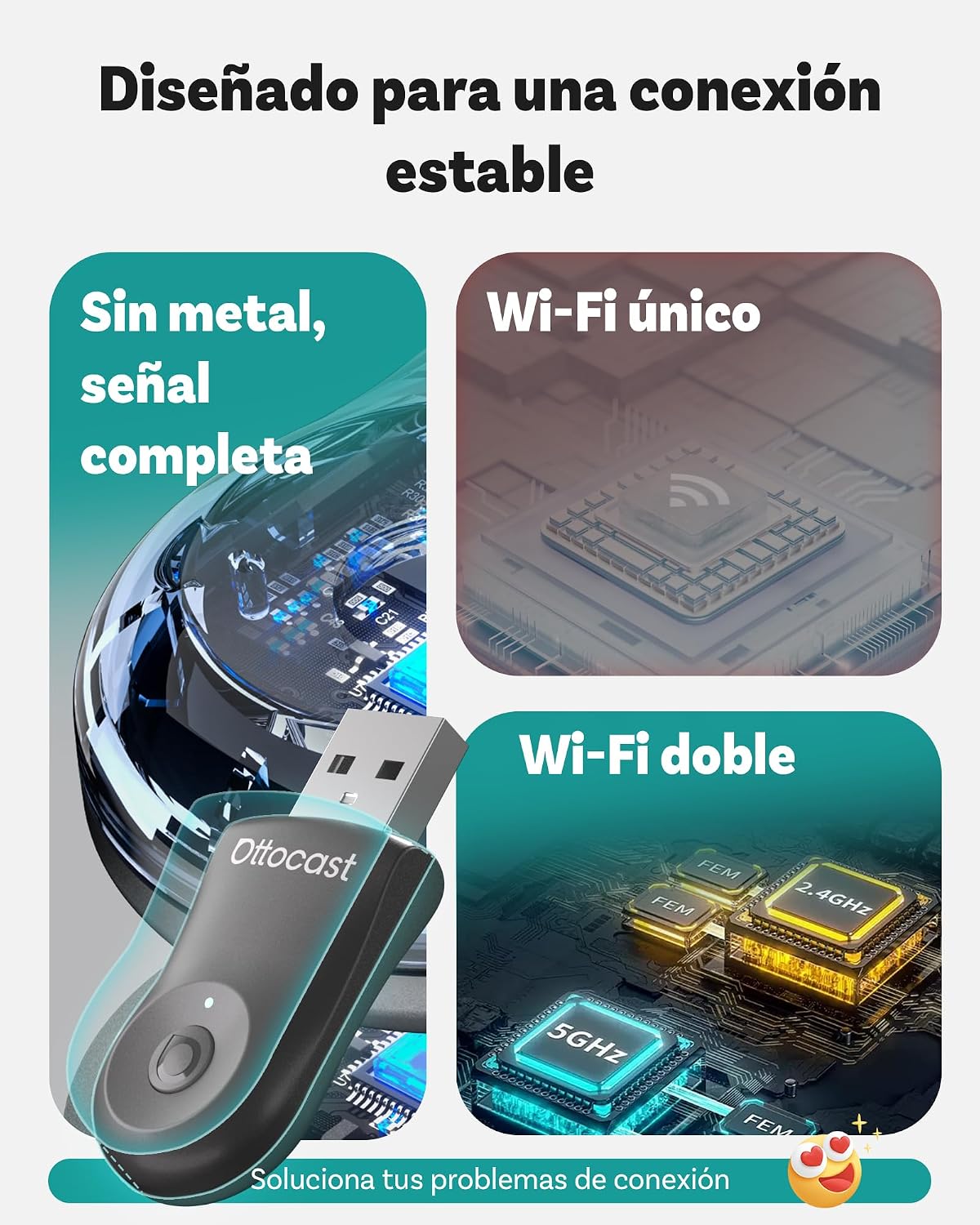Detalle 2 de Ottocast Mini Flow adaptador CarPlay inalámbrico