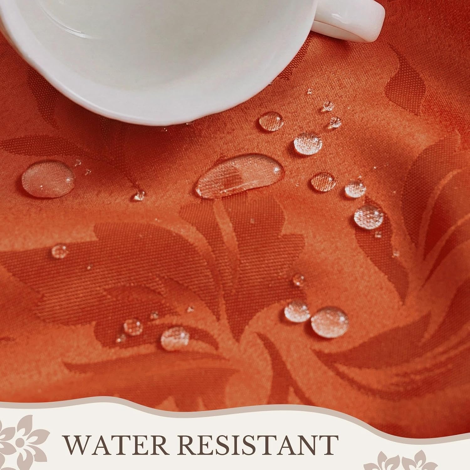 Detalle de Romanstile Fall Jacquard Rectangle Tablecloth, 60 x 84 Inch, Burnt Orange