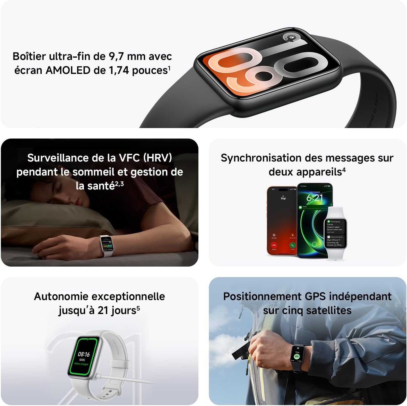 Detalle de XIAOMI Smart Band 10 Pro: bracelet connecté avec écran AMOLED 1,74" et suivi avancé