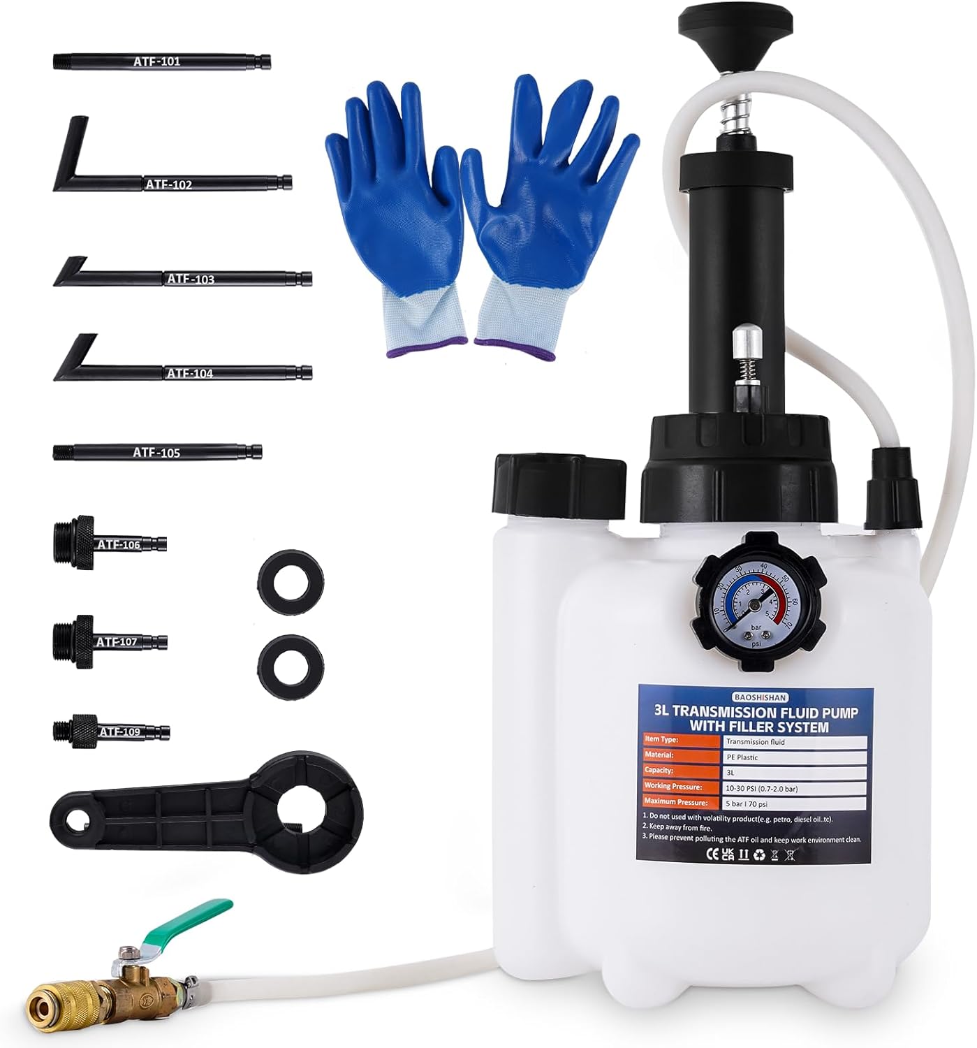 BAOSHISHAN 3L Gearbox Oil Filling Pump with 8 Adapters – Manual ATF Filler System