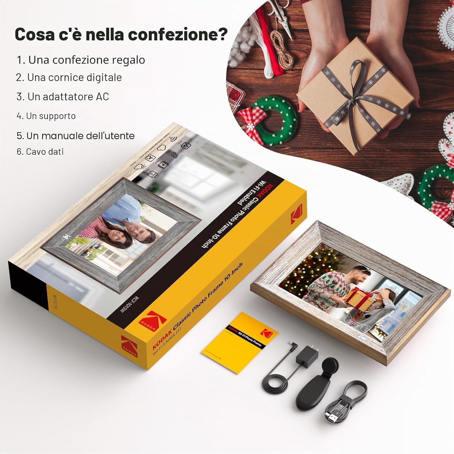 Thumbnail 6 de KODAK Cornice Digitale 10'' in Legno Grigio con WiFi, Cornice Foto Digitale 1013W