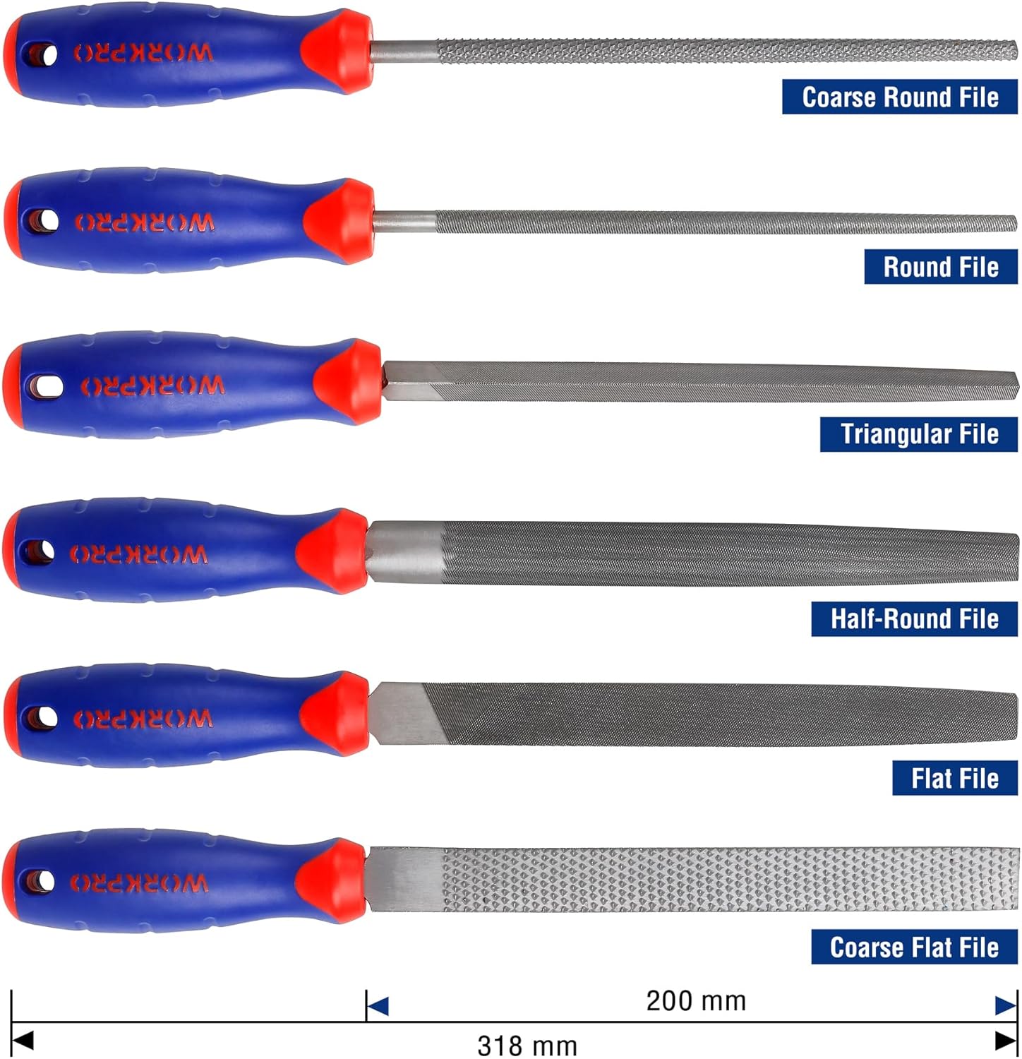 Thumbnail 1 de WORKPRO 200 mm Wood Rasp & Metal File Set (6-Piece) with Soft-Grip Handles