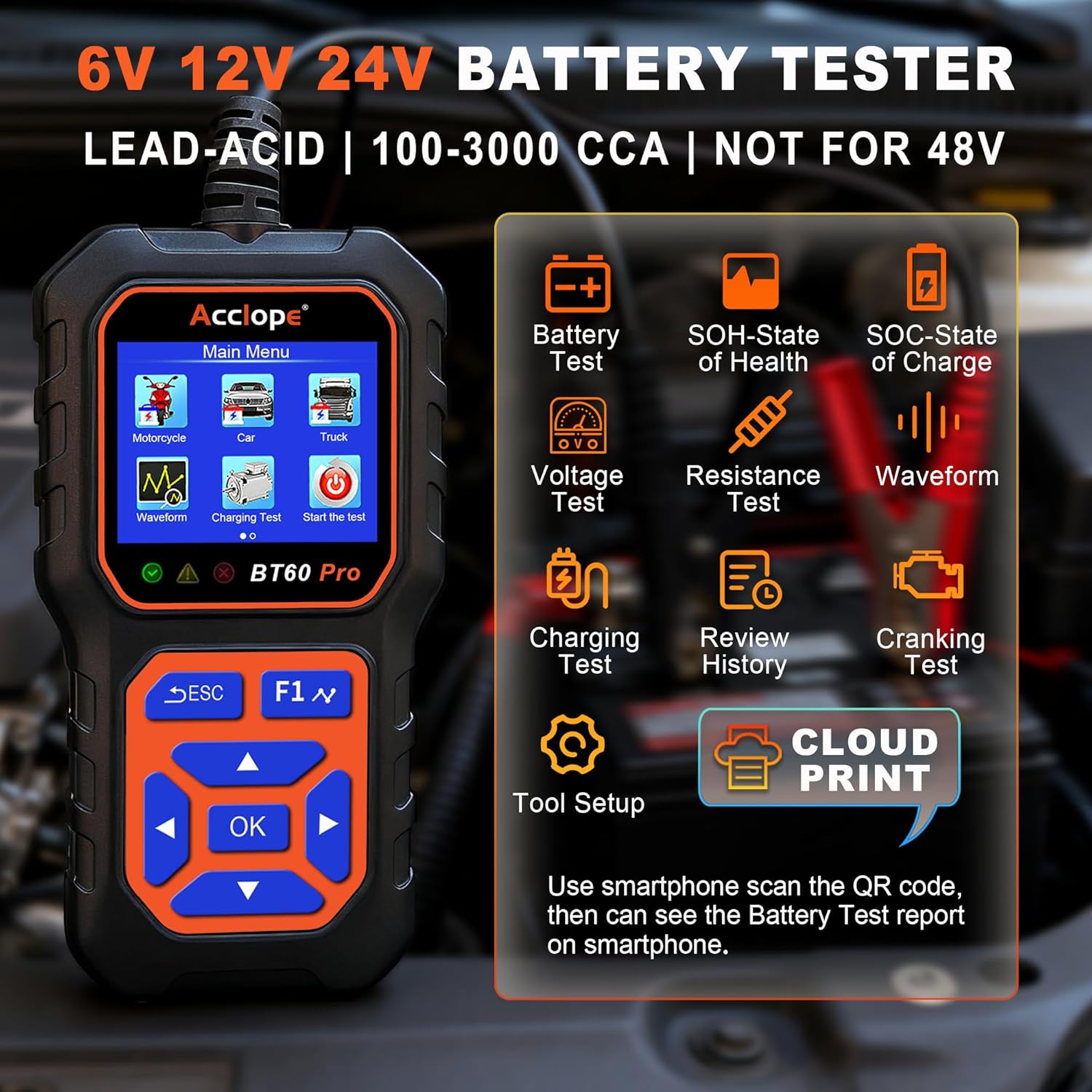 Thumbnail 4 de Acclope BT60 Pro Car Battery Tester 100–3000 CCA