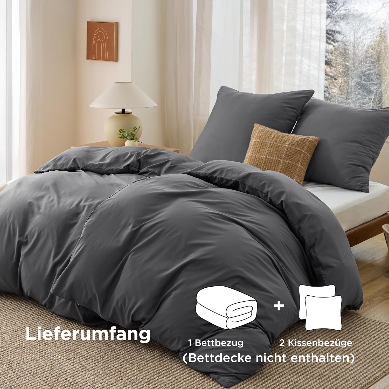 Thumbnail 4 de Bedsure Bettwäsche 135x200 Anthrazit