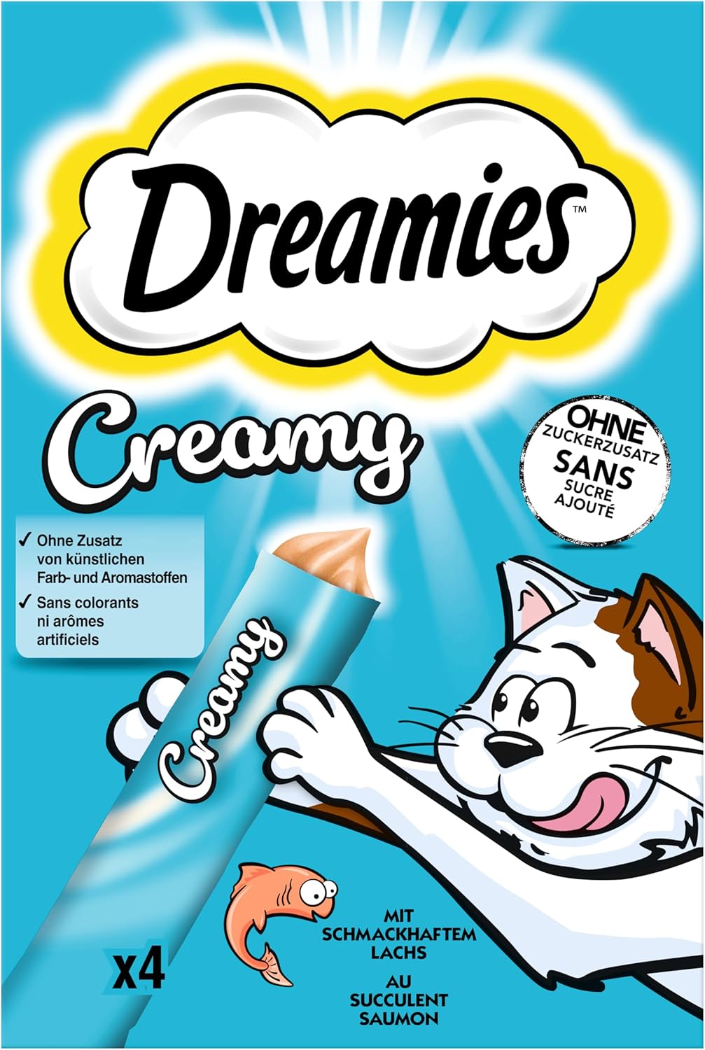 Thumbnail 1 de Dreamies Creamy Snacks mit Lachs – 44 Portionsbeutel (11×4×10 g) für Katzen