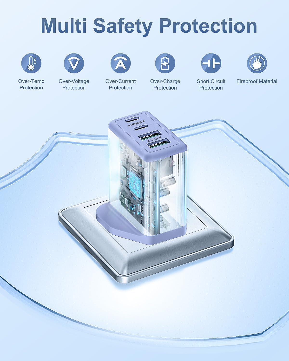 Thumbnail 3 de Saqykan 40W 4-Port USB Plug UK Fast Charger
