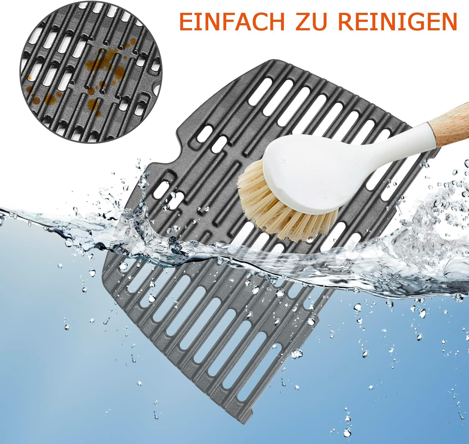 Thumbnail 6 de 7646 Gusseisen Grillrost für Weber Q300/ Q320/ Q3000/ Q3100/ Q3200 – 2er Pack, 45,2 × 31,75 cm je Rost (63,5 × 45,2 cm Gesamt)