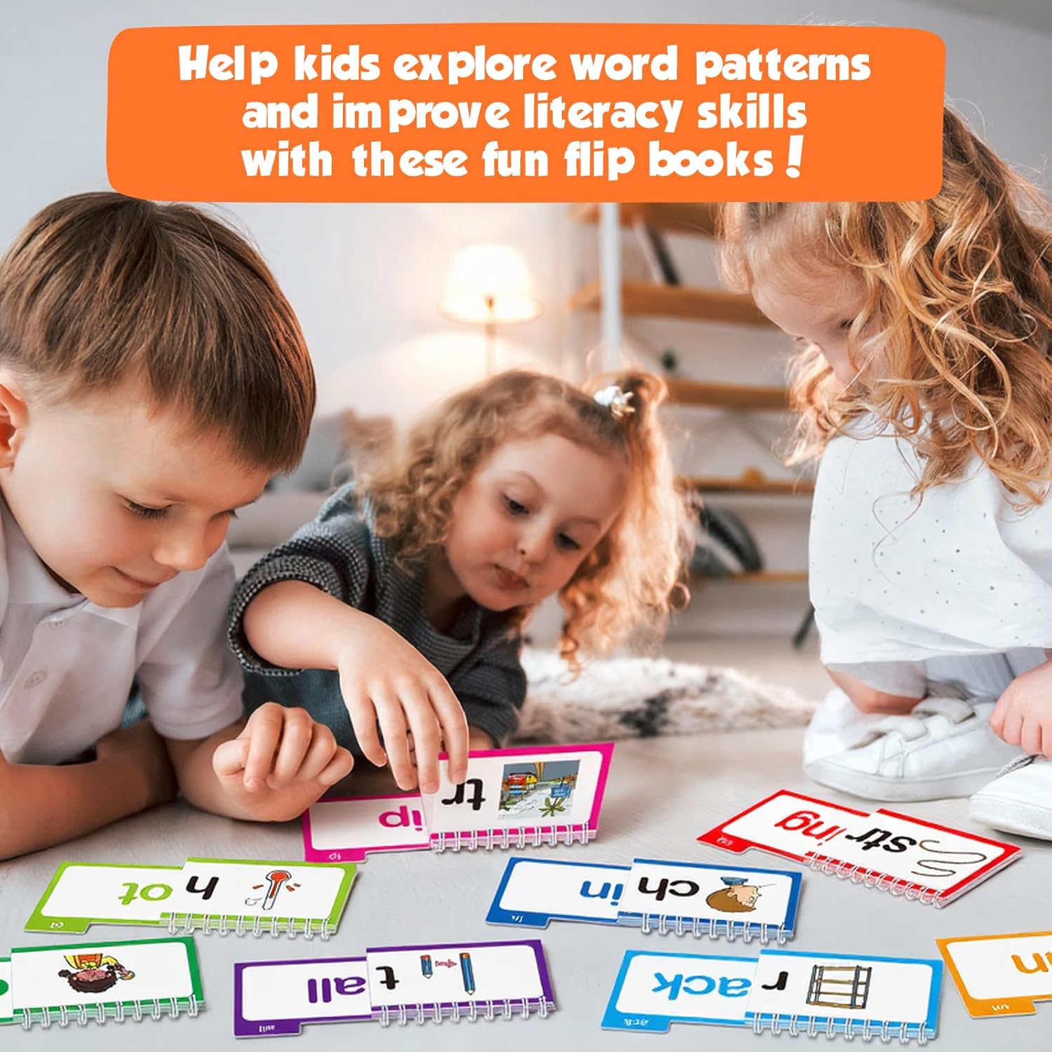 Thumbnail 6 de Phonics Flash Cards Word Family Build Book (30 Flip Books) for Kindergarten Reading Practice