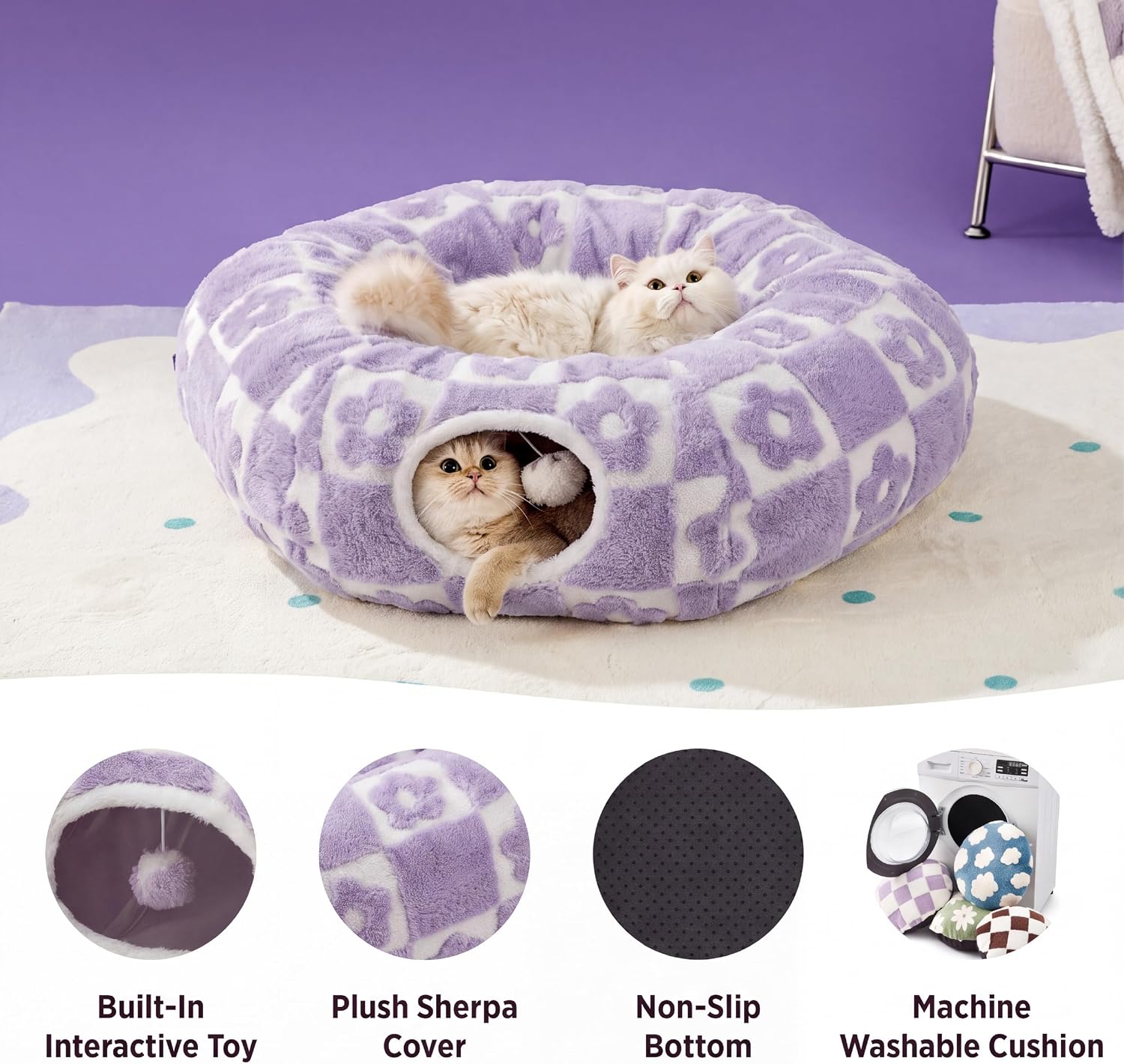 Thumbnail 2 de LE SURE LB6T9A2UST00 2-in-1 Cat Tunnel Bed, 33.5-In. Round Design