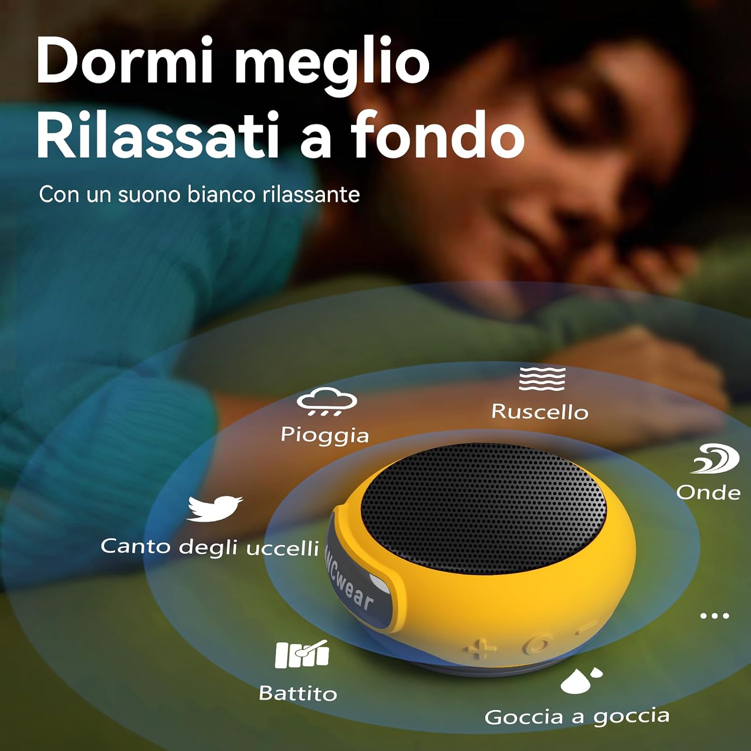 Detalle de ANCwear Cassa Bluetooth 5.3 Portatile Mini con Clip e Cinturino – IPX6, 9,5 h, suono chiaro