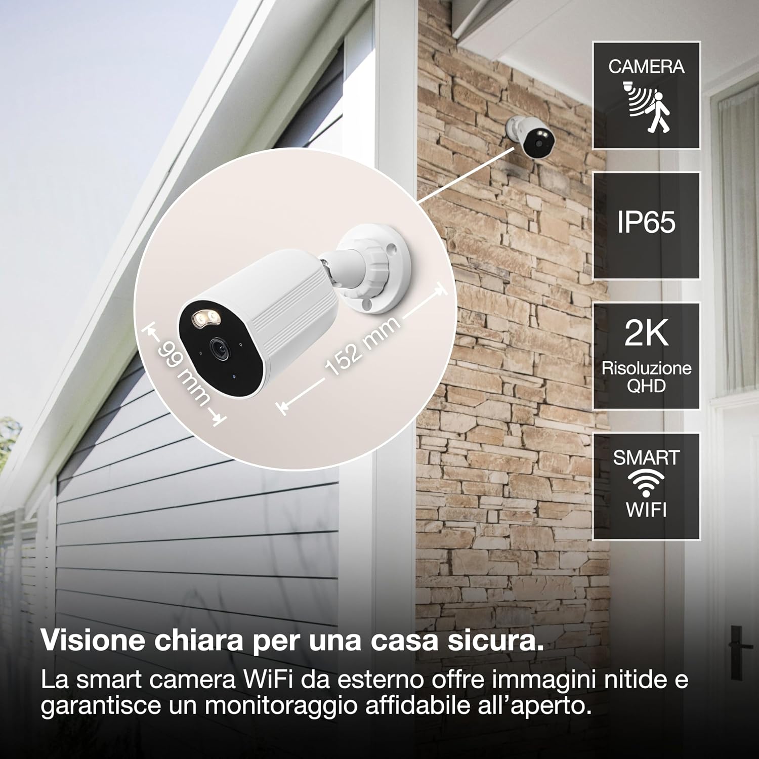 Thumbnail 1 de OSRAM Telecamera da esterno SMART+ WiFi 4MP (2K QHD) IP67 con visione notturna 10 m, audio bidirezionale e Ethernet