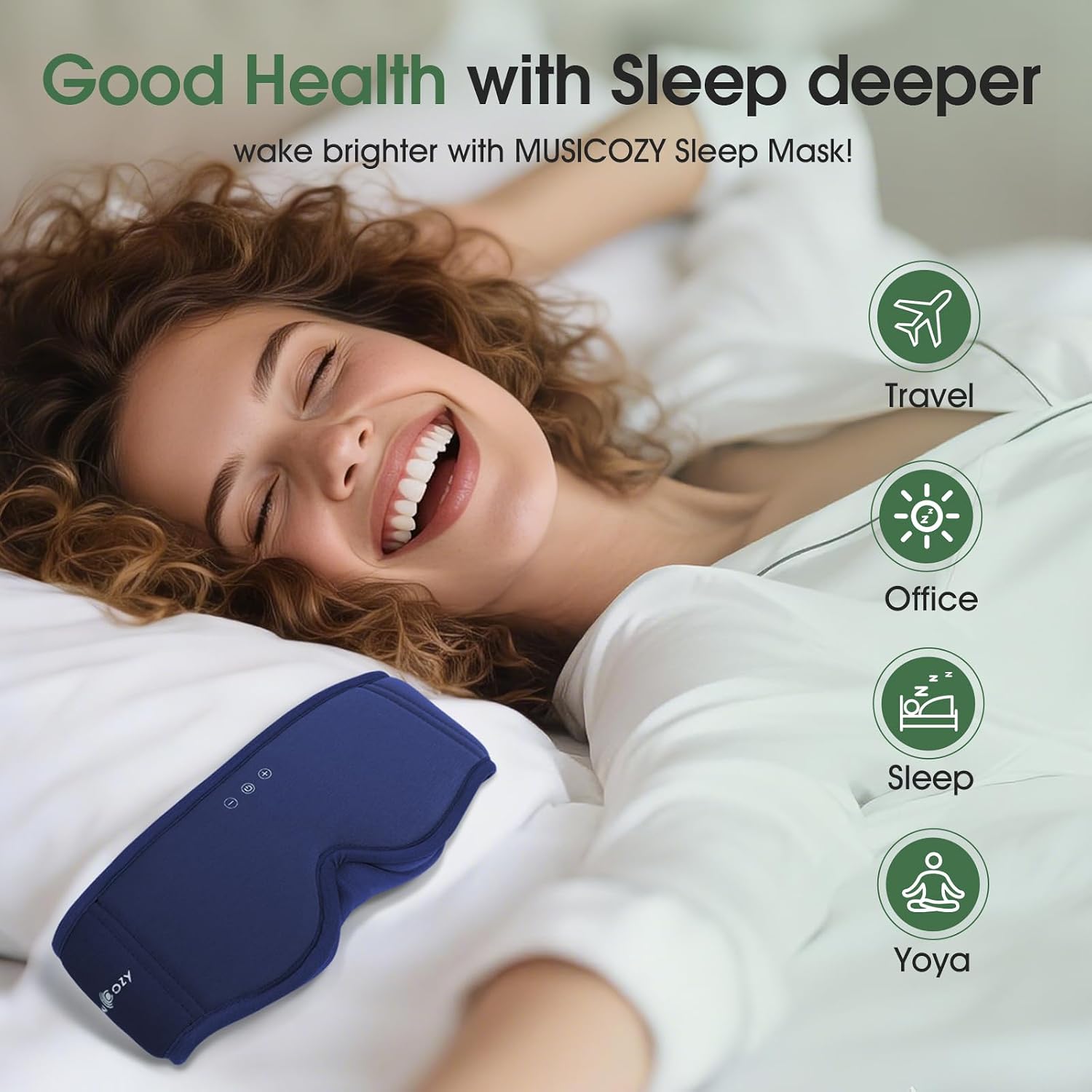 Thumbnail 6 de MUSICOZY Bluetooth Sleep Mask Headphones with 3D Bamboo Cotton – 100% light blocking for side sleepers