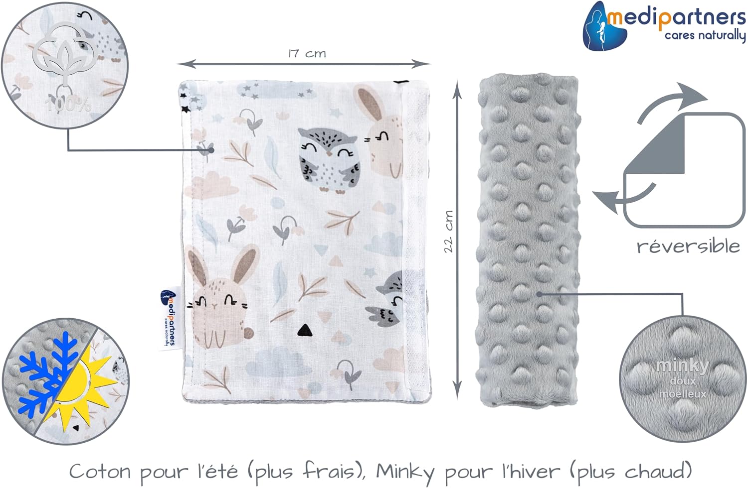Thumbnail 2 de Protège-Ceinture Enfant Medi Partners – Coussin de Sécurité Voiture 17x22 cm, coton et Minky