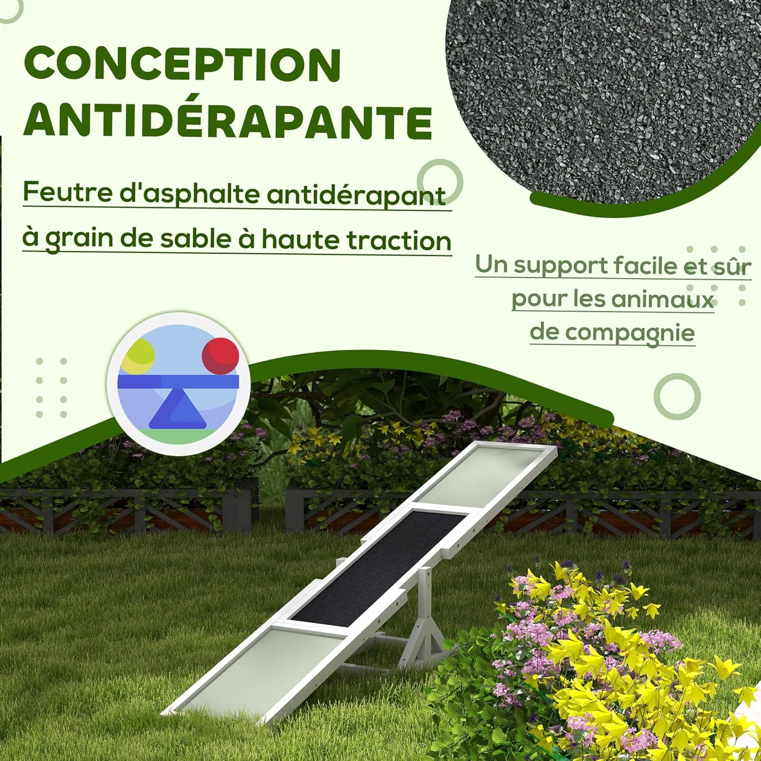 Detalle 2 de PawHut Agility Sport Bascule 180 cm