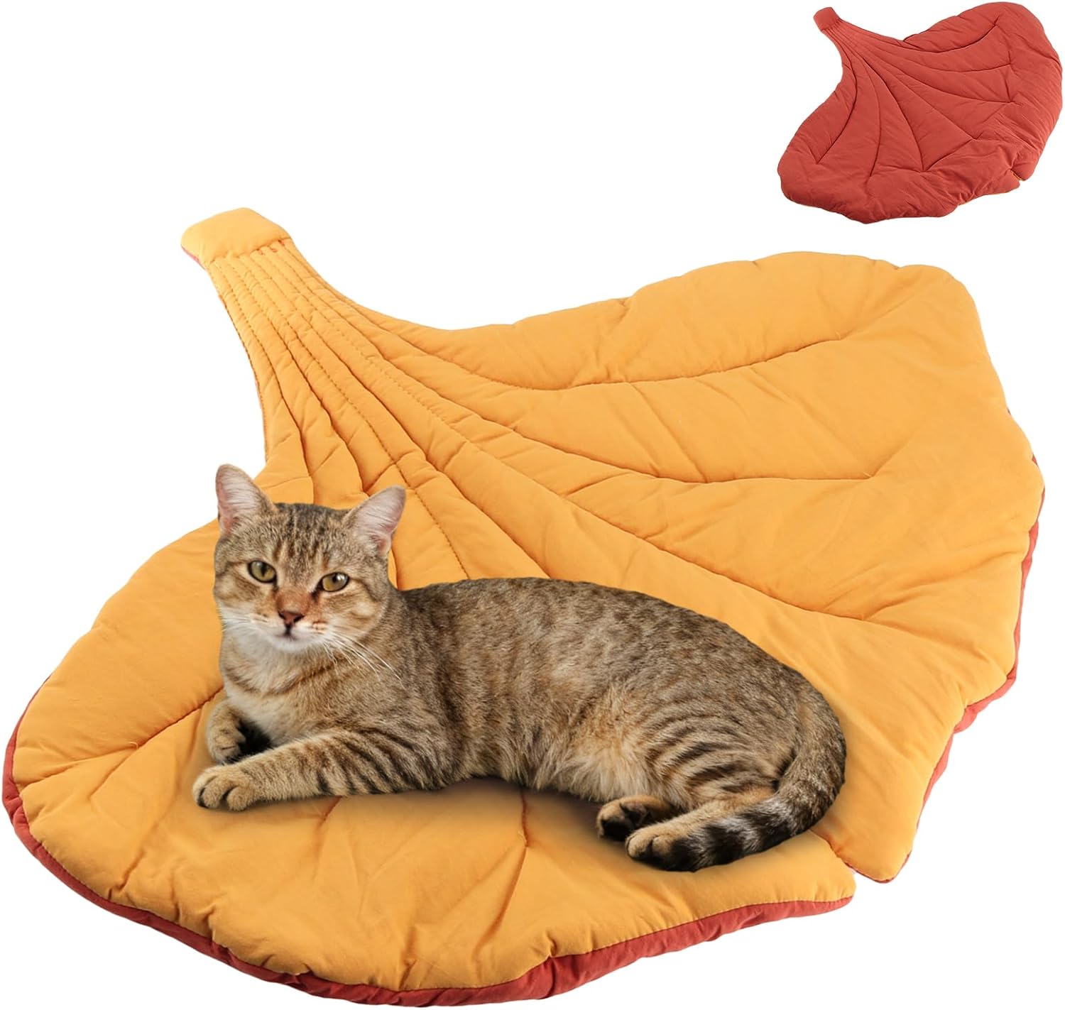 Detalle de Luvore Leaf Shaped Cute Cat Mat – 57x64cm Cotton Cozy Pet Bed for Cats and Small Dogs